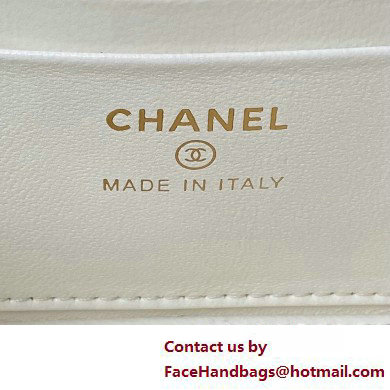 Chanel Shiny Crumpled Lambskin, Imitation Pearls  &  Gold-Tone Metal Clutch with Chain Bag AP3804 White 2025